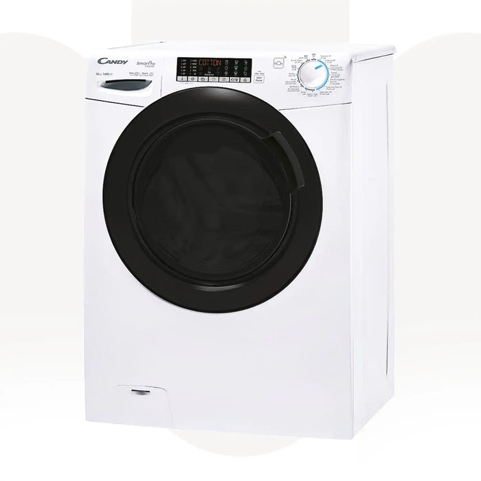 CANDY CSO4106TWMB-19 | 10KG Smart Pro Inverter Front loading washing machine | 1400 RPM, Steam Function | Freestanding | White