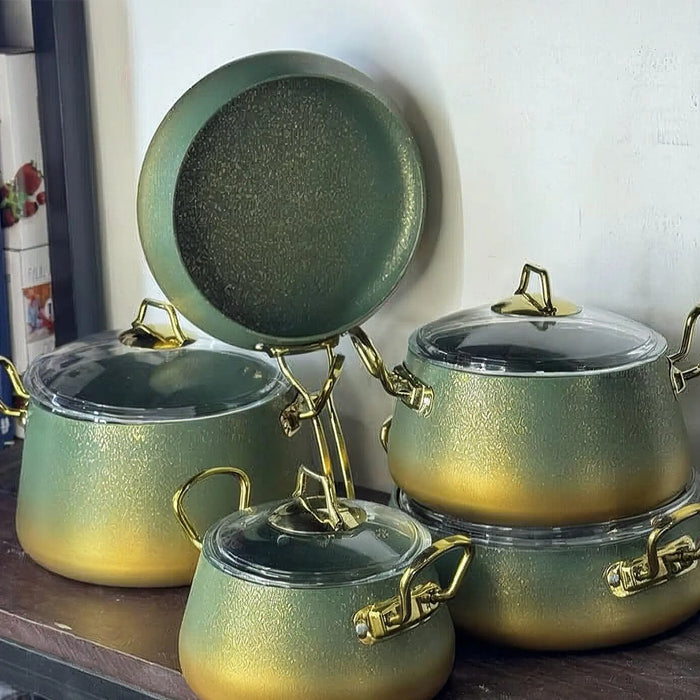OMS 3042 | 9 Pcs Orbit Induction Granite Cookware Set | Green