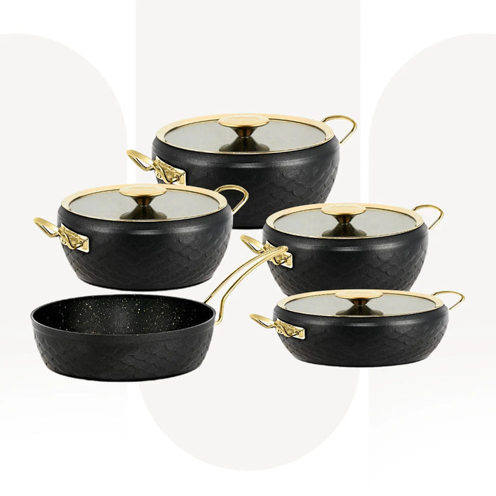 OMS 3541 | Sirena 9 Pcs Cookware Set | Black