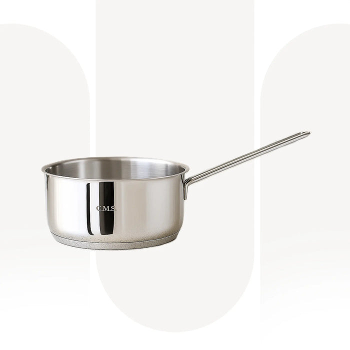OMS 4002 18cm Stainless Steel Milk Pot | Induction Compatible Milk Pan with Heat Resistant Handles