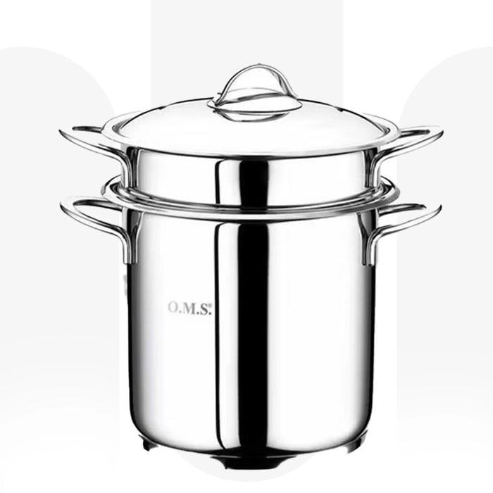 OMS 4008 | 20x18, 5,00 Liter Stainless Steel 3 Pcs Spaghetti Pot Set | Induction Pasta Cooker with Strainer | Made In Turkey