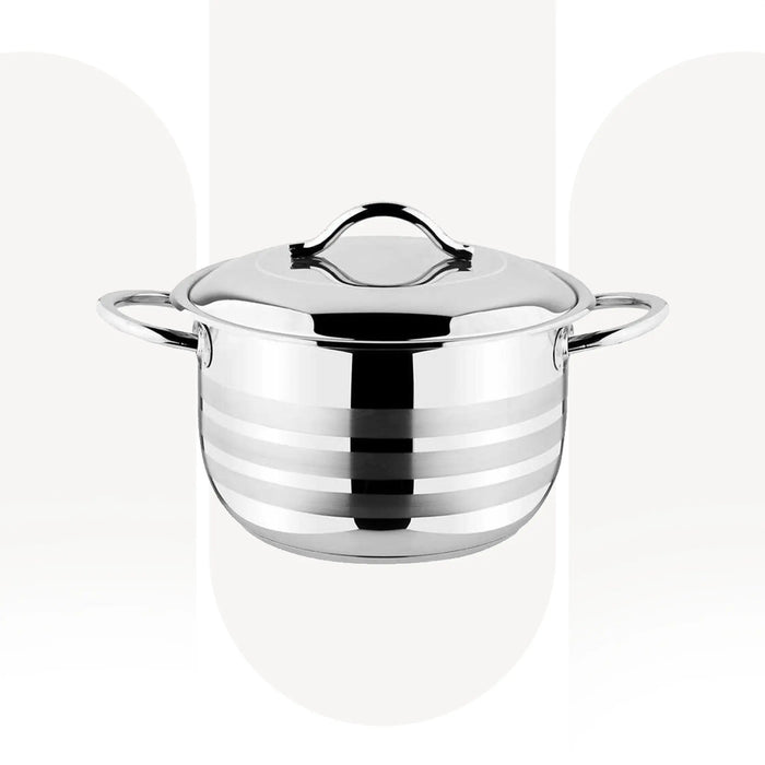 OZO 2005 28cm Stainless Steel Casserole Pot with Lid | Mirror Finish Cooking Pot