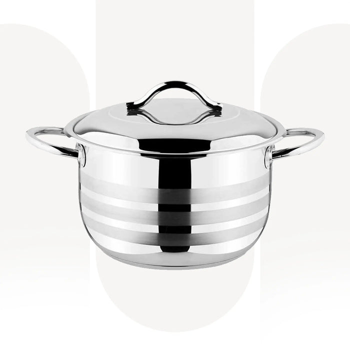OZO 2005 34cm Stainless Steel Casserole Pot with Lid | Large Mirror Finish Cooking Pot