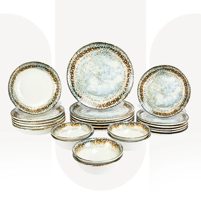 OZO 2502 | 24 Pcs Porcelain Dinner Set | For 6 Persons | Plates & Bowls