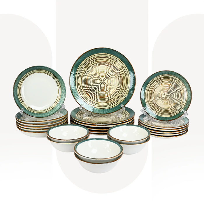 OZO 2503 | 24 Pcs Porcelain Dinner | Set for 6 Persons | Plates & Bowls