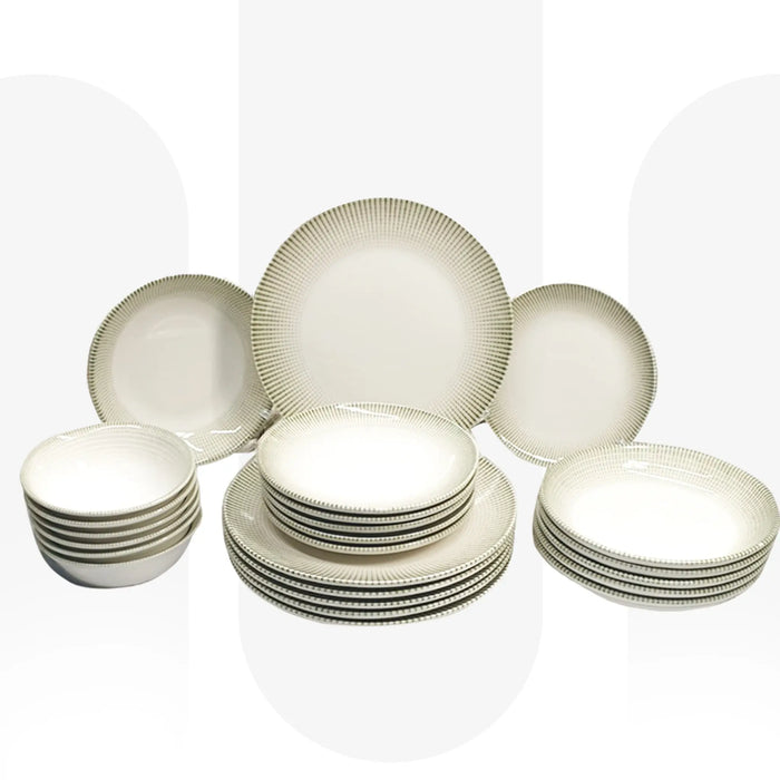 OZO 6145 | 24 Pcs Porcelain Dinnerware Set | Premium Turkish Porcelain Dining Set for Everyday & Special Occasions