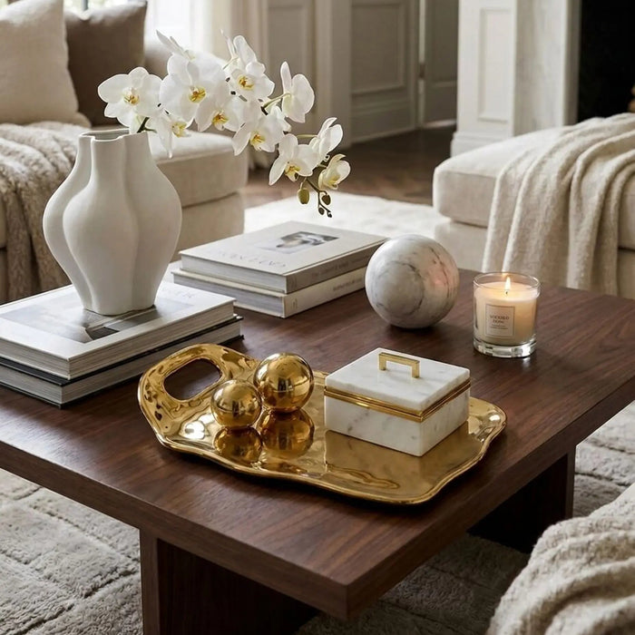 Moonlight Gold Tray with Handle