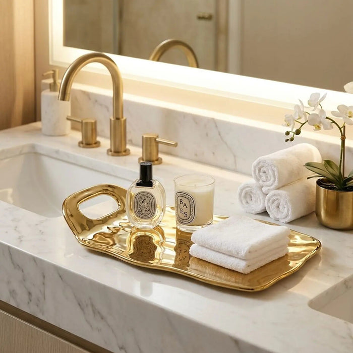 Moonlight Gold Tray with Handle