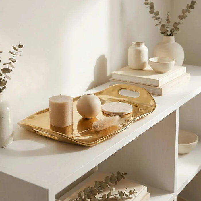 Moonlight Gold Tray with Handles