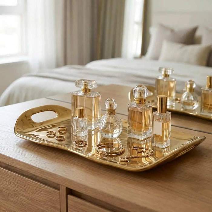 Moonlight Gold Tray with Handles