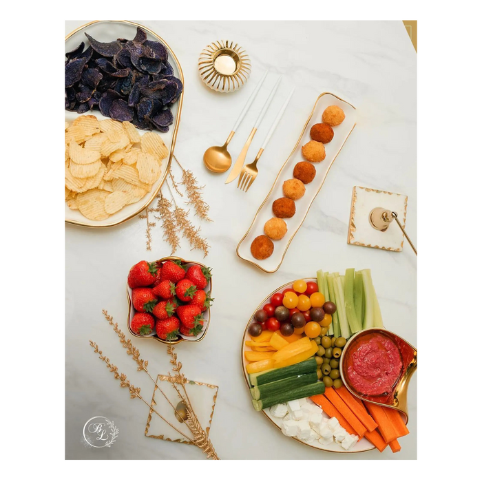 Moonlight White and Gold Cracker Tray