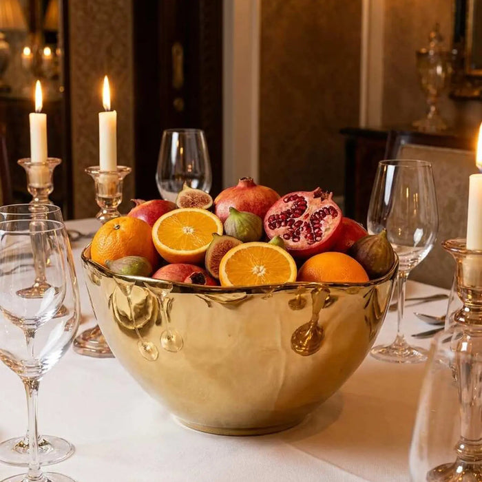 Moonlight White and Gold Extra Large Bowl