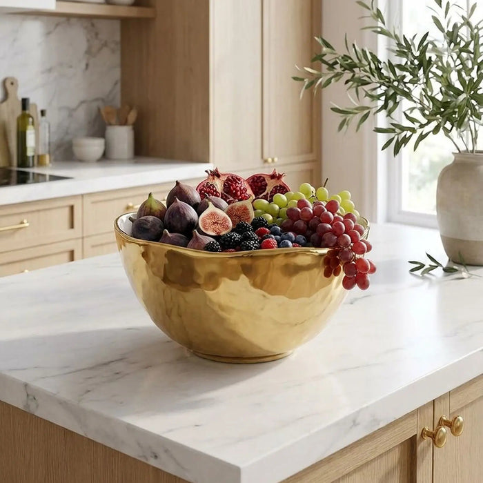 Moonlight White and Gold Large Bowl