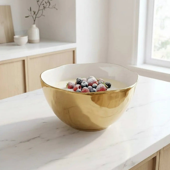 Moonlight White and Gold Large Bowl