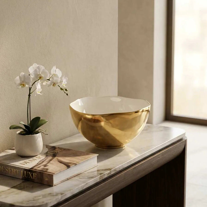 Moonlight White and Gold Medium Bowl