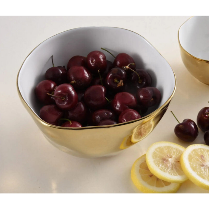 Moonlight White and Gold Medium Bowl