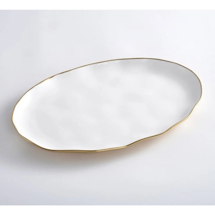 Moonlight White and Gold Oval Platter