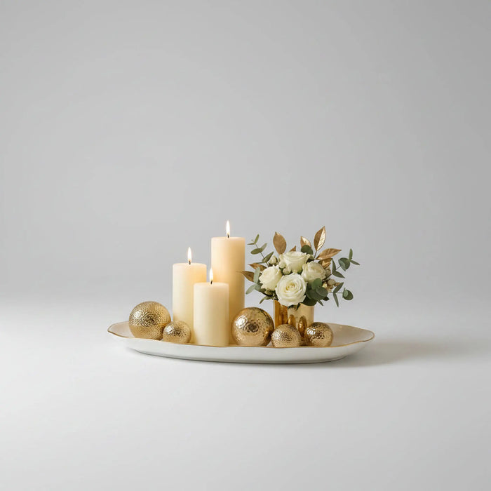 Moonlight White and Gold Oval Platter