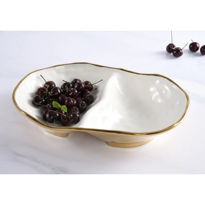 Moonlight White and Gold Two Sectional Server