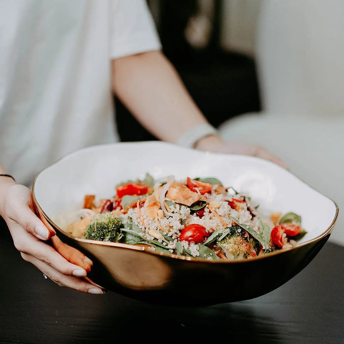 Moonlight White and Gold Wide Bowl