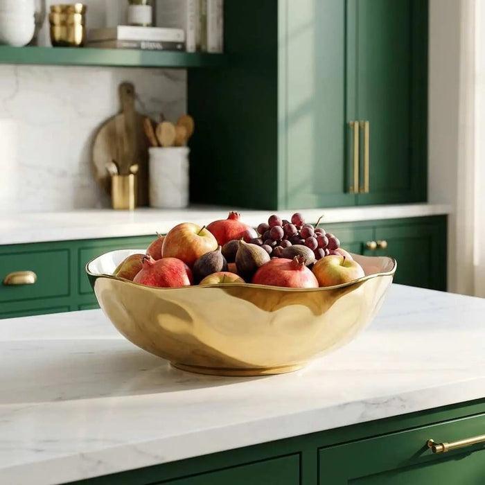 Moonlight White and Gold Wide Bowl