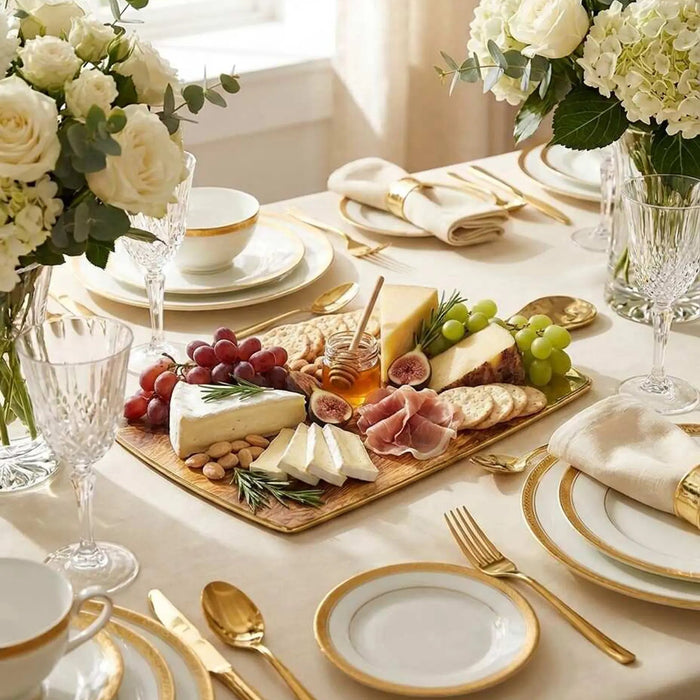 Naya Rustic Wood and Gold Cheese Board
