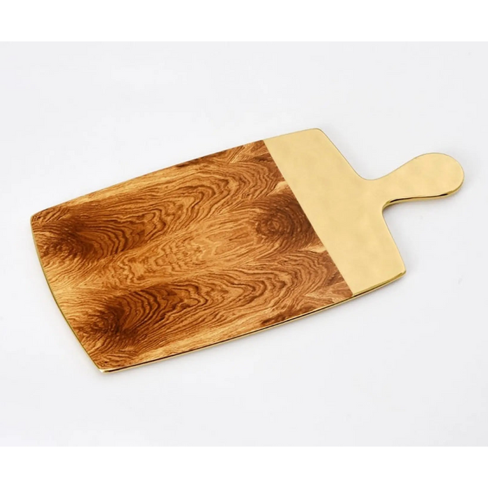 Naya Rustic Wood and Gold Cheese Board