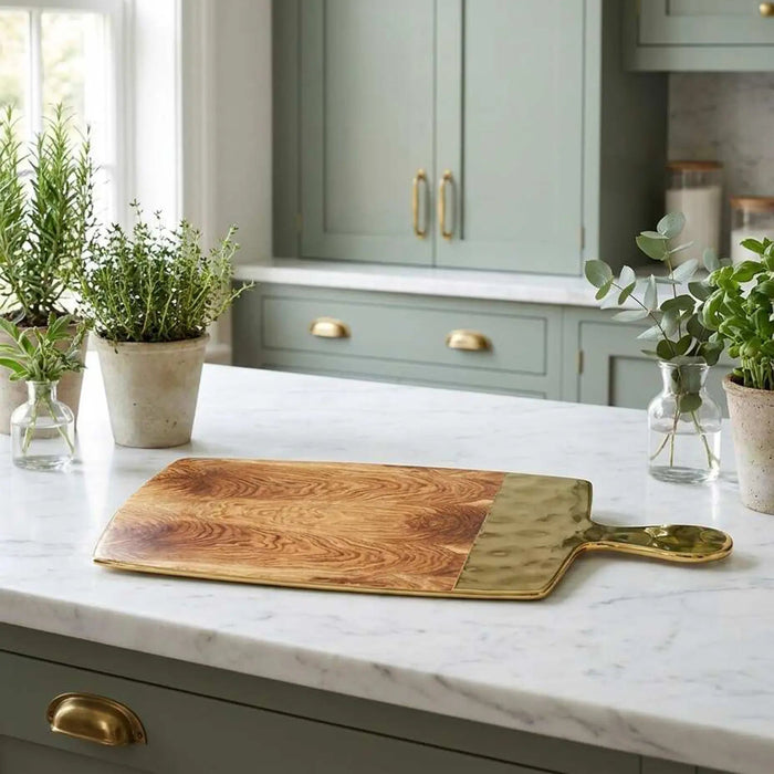 Naya Rustic Wood and Gold Cheese Board