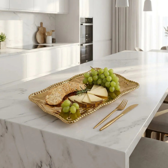 Eva Gold Beaded Decorative Tray