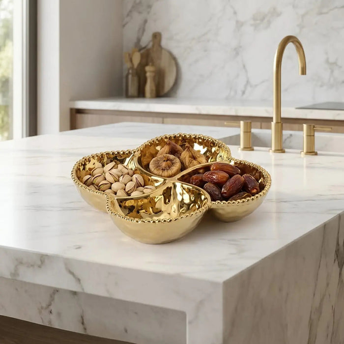 Eva Gold Beaded Four Sectional Bowl