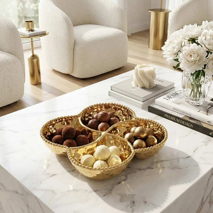 Eva Gold Beaded Four Sectional Bowl