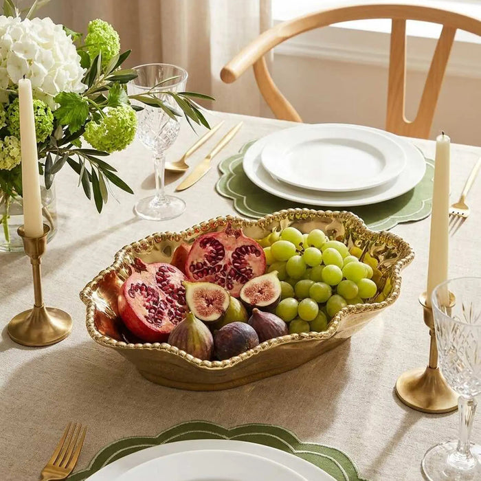 Eva Gold Beaded Wavy Bowl