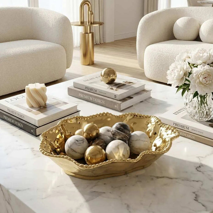 Eva Gold Beaded Wavy Bowl