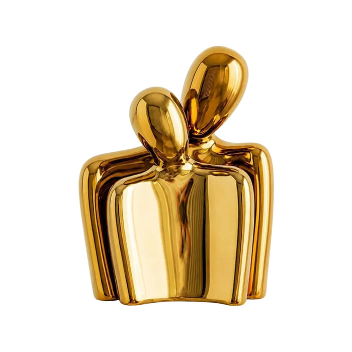 Ceramic Abstract Couple Sculpture Gold Modern Minimalist Home Decor Or Nice Gift