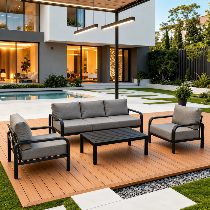 Charcoal Grey 4-Piece Outdoor Sofa Set