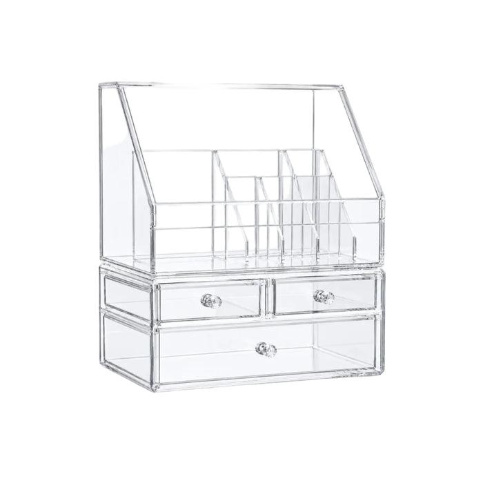 Clear Acrylic Makeup Organiser, Multifunctional Cosmetic Storage Box with Drawers, Dustproof, 29.5 x 17.2 x 39.5 cm