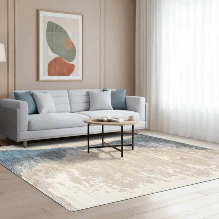 Sahara Modern Abstracts Rug | Washable Modern Rugs Style | Polypropylene + Polyester Area Rug Floor Covering | Indoor Carpet For Living Room Dining Bedroom 160X230cm-Pink Blue