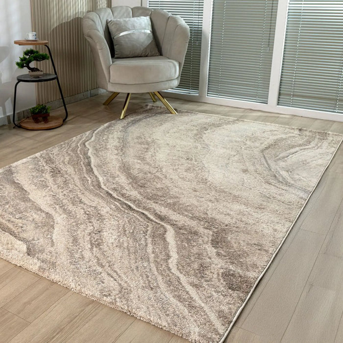 Sahara Modern Abstracts Rug | Washable Modern Rugs Style | Polypropylene + Polyester Area Rug Floor Covering | Indoor Carpet For Living Room Dining Bedroom 240X340cm-Brown-231200400575