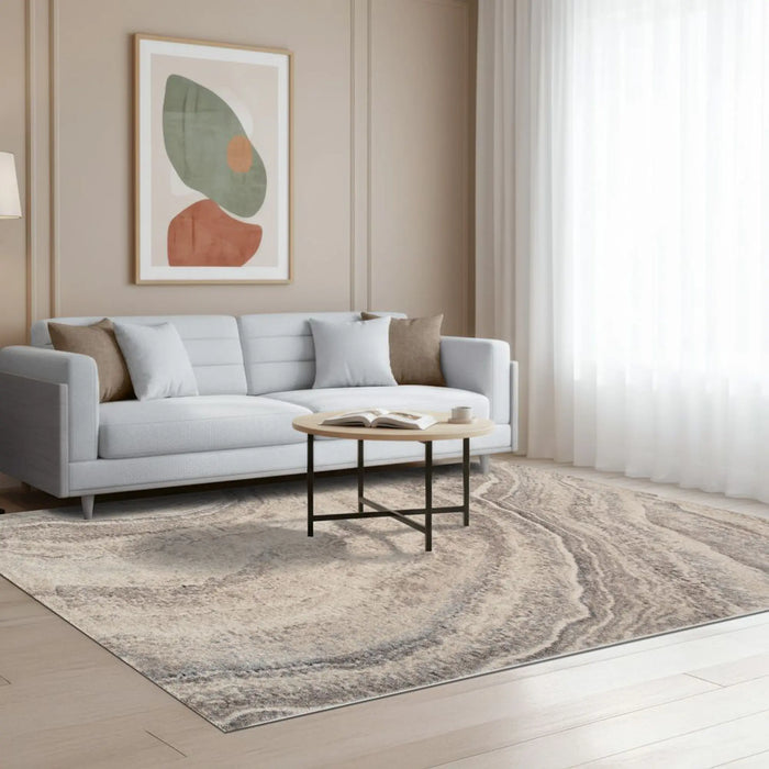 Sahara Modern Abstracts Rug | Washable Modern Rugs Style | Polypropylene + Polyester Area Rug Floor Covering | Indoor Carpet For Living Room Dining Bedroom 240X340cm-Brown-231200400575