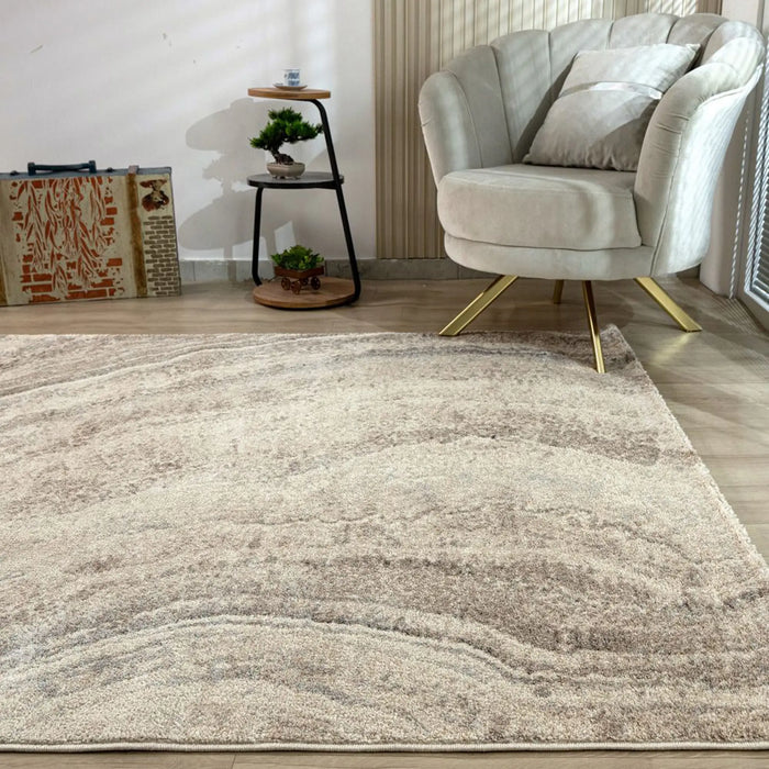Sahara Modern Abstracts Rug | Washable Modern Rugs Style | Polypropylene + Polyester Area Rug Floor Covering | Indoor Carpet For Living Room Dining Bedroom 240X340cm-Brown-231200400575