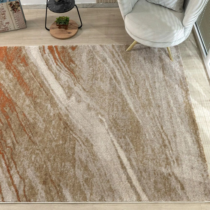 Sahara Modern Abstracts Rug | Washable Modern Rugs Style | Polypropylene + Polyester Area Rug Floor Covering | Indoor Carpet For Living Room Dining Bedroom 240X340cm-White Rust