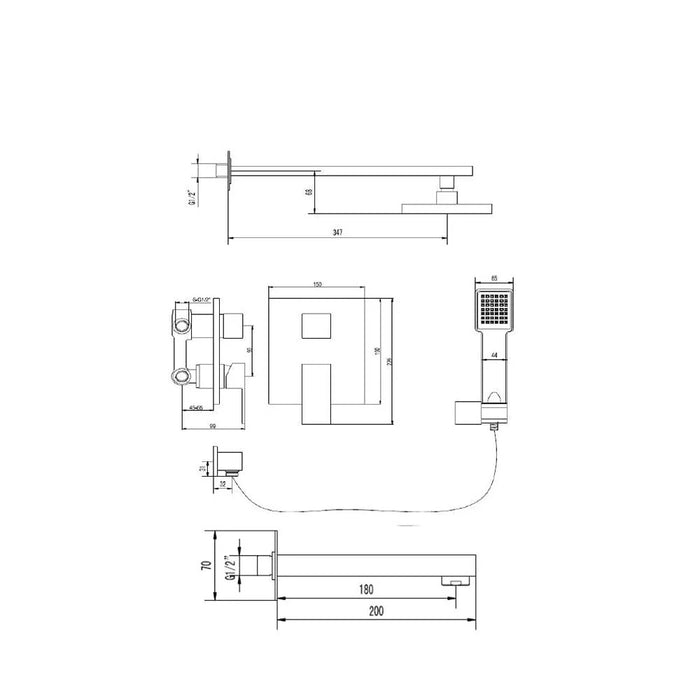Milano Ind Decent Bath-Shower With Long Shower Rod