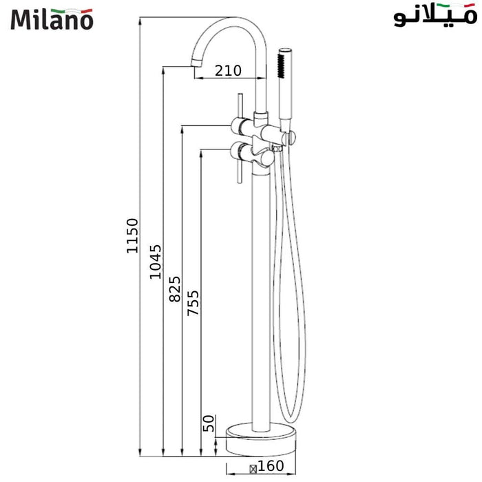Milano Luxe Roan Freestanding Bath-Shower-Mixer Matt Black Colour-Made In China