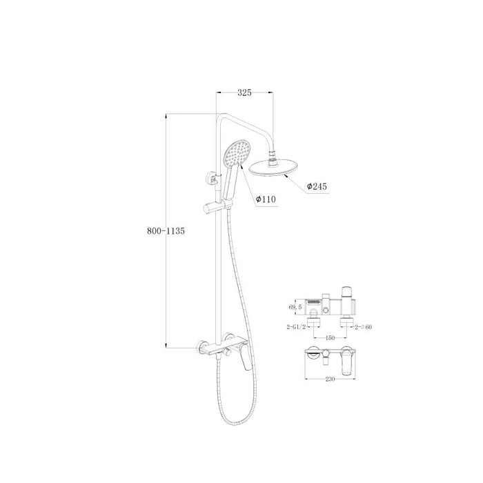 Milano Mita Rain Shower Mixer With Shower Set Chrome Made In China
