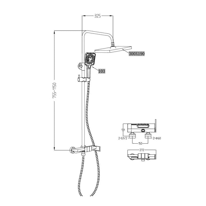 Milano Luxe Mila Rain Shower Mixer WithShower Set Brush Nickel Ð Made In China
