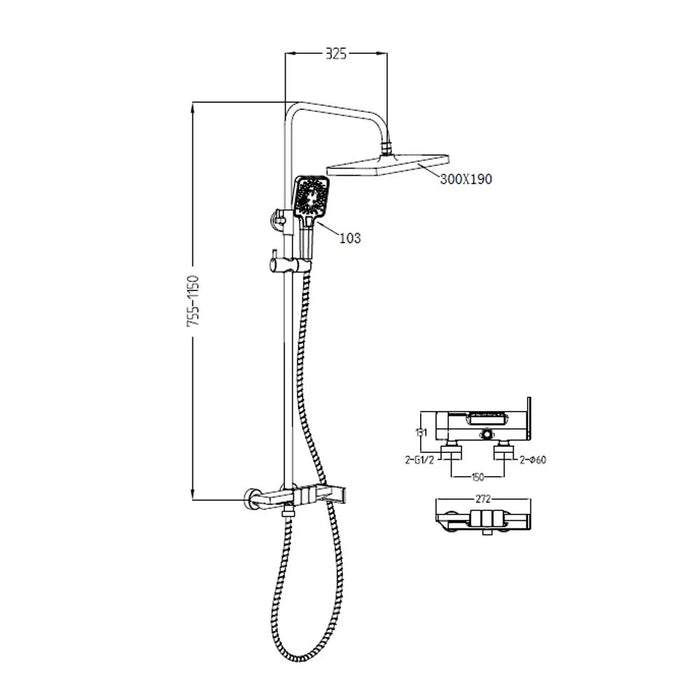 Milano Luxe Mila Rain Shower Mixer WithShower Set Brush Nickel Ð Made In China