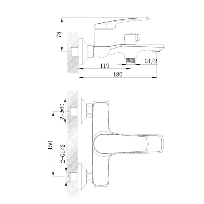 Milano Nico Bath Shower Mixer With Shower Set Chrome Ð Made In China