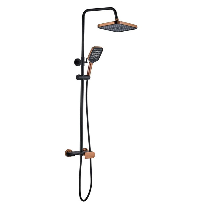 Milano Sina Rain Shower Mixer Matt Black With Handle Rose Gold And Shower Set _ Made In China