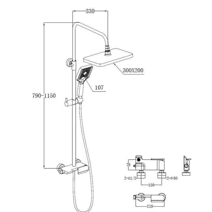 Milano Sina Rain Shower Mixer Matt Black With Handle Rose Gold And Shower Set _ Made In China