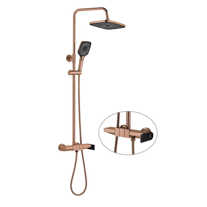 Milano Mila Rain Shower Mixer Rose Gold With Handle Matt Black And Shower Set Ð Made In China